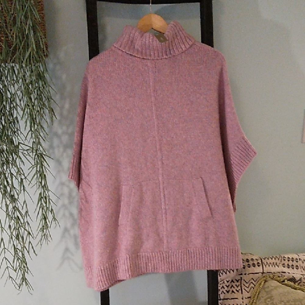 J. Crew Wool Blend Poncho Turtleneck Sweater